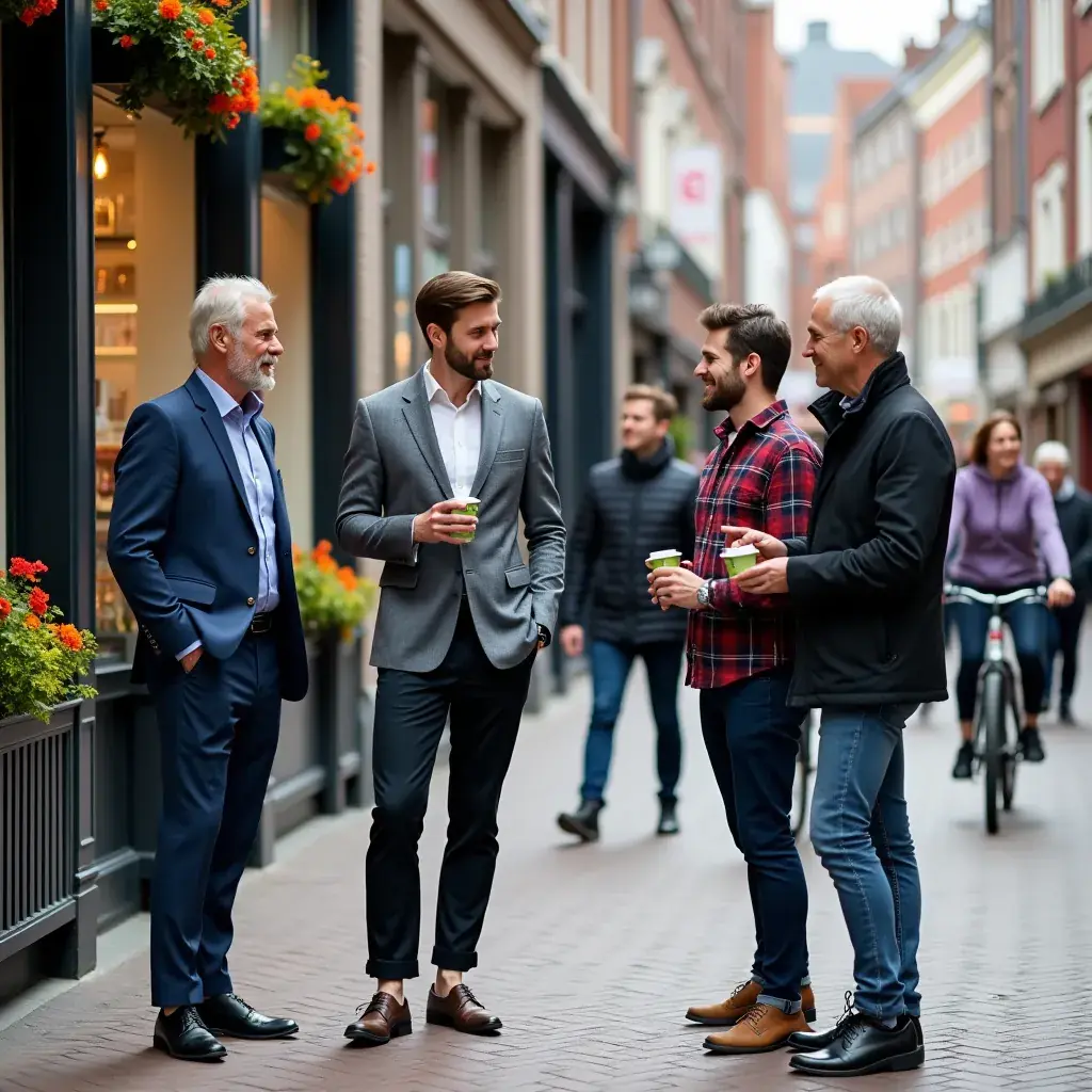 Homme relaxant dans un fauteuil avec une tasse de thé à la main.